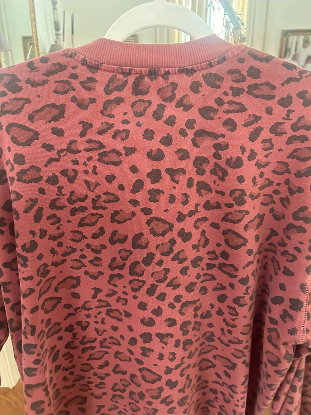 SUNDRY Women's Rust Leopard Print Crewneck Sweater - Picture 4 of 6